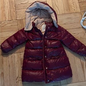 Burgundy Hooded Puffer Coat